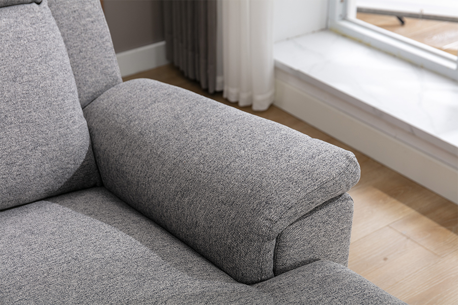 RC-7088厚いポリエステルファブリックマニュアルリクライニングセクショナルソファとチャイズアームレストとクッション